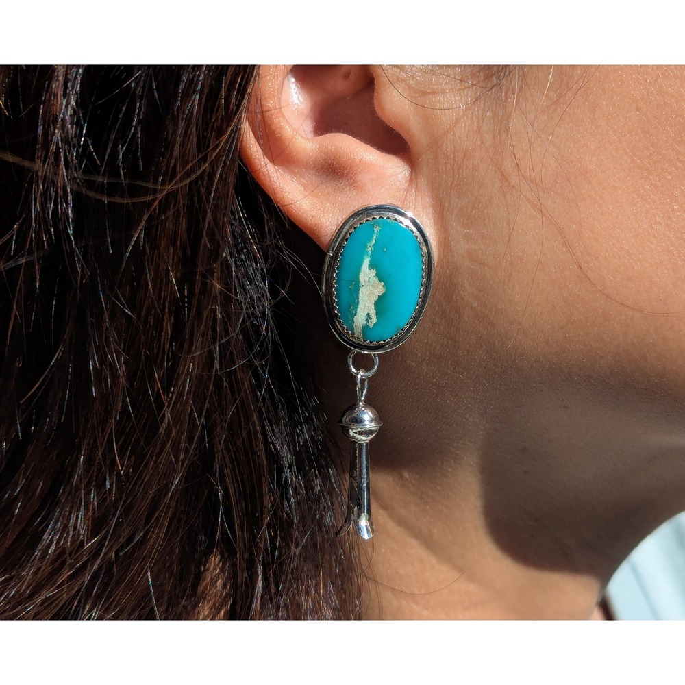 Native American‎ Earrings Navajo Sterling Silver Turquoise Jewelry ***